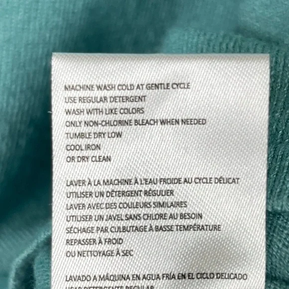H Halston Sweater Womens Small Turquoise Blue Green Knit Front Satiny Back Ruch - Picture 6 of 8